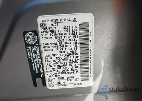 2010 Nissan Rogue S z USA, uszkodzony, nr VIN JN8AS5MTXAW005273